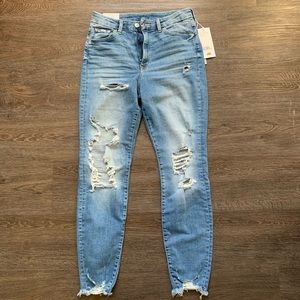 High waisted distressed skinny jeans